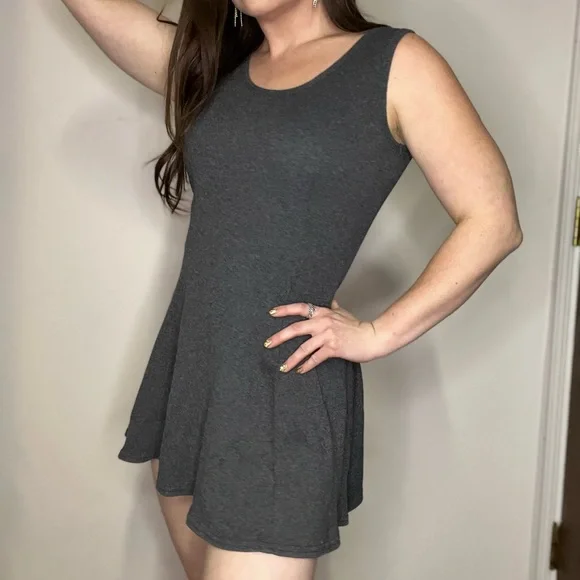 Vintage 90s Zaloni by Jalate Ribbed Tank Swing Dress Size Small Gray - Picture 13 of 13